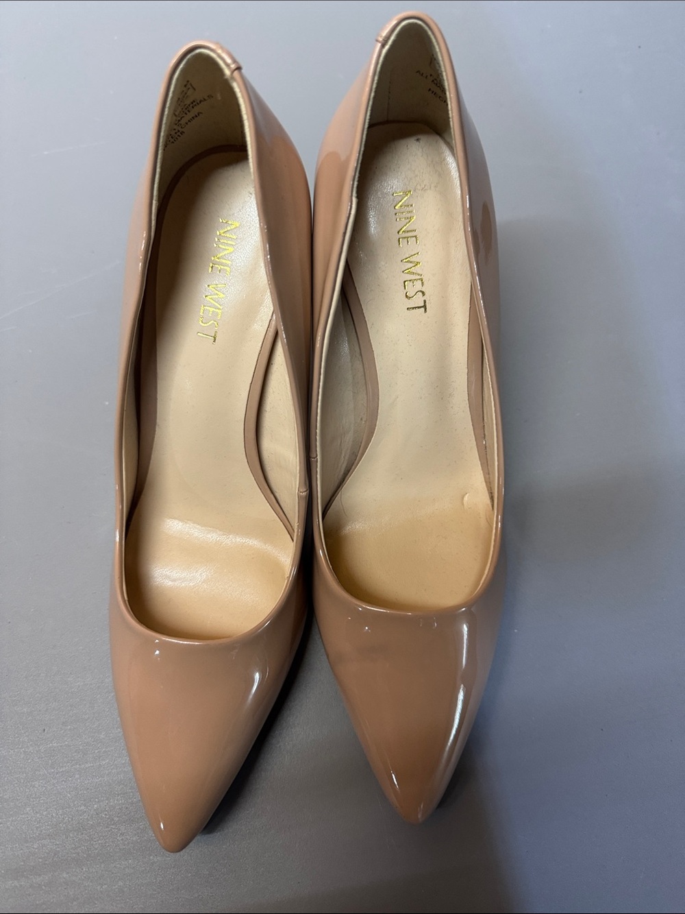 Nine West Nude Patent Pointed Pumps